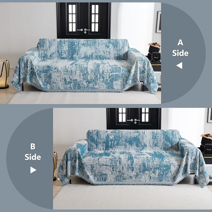 MYSKY HOME Couch Cover for Sectional Sofa Set Sage Geometric Furniture Sofa Cover Washable for Dog Cat Pets Couch Cover 3 Seat Sofa Chenille Couch Protector Multi-Use Couch Covers Blanket,91" X150" - Image 6