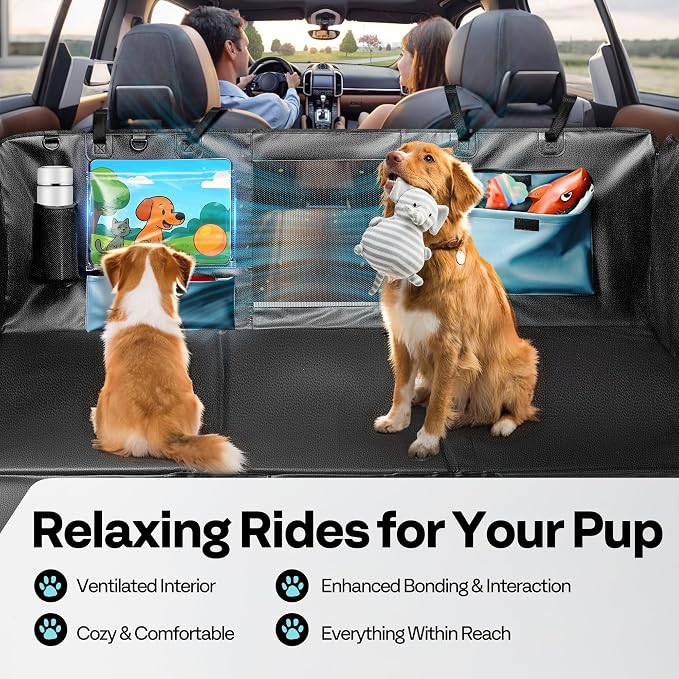 Dog Car Seat Cover for Back Seat 53" with Hard Bottom | PU Leather Back Seat Extender Holds 400LBS, Waterproof Anti-Scratch Backseat Cover for Dogs in Cars, SUV & Small Truck - Image 5