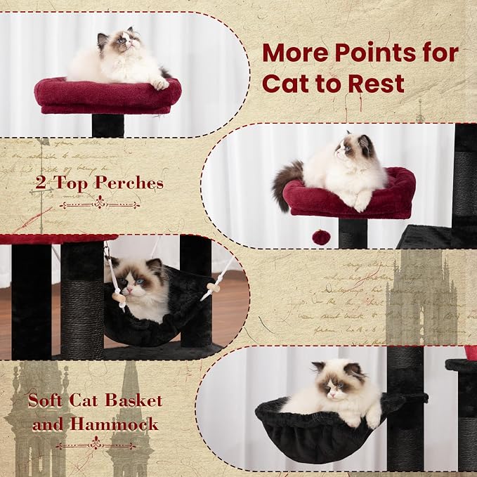 Cat Tree, 71'' Tower for Large Cat with Scratching Post, GCT032BR - Image 5