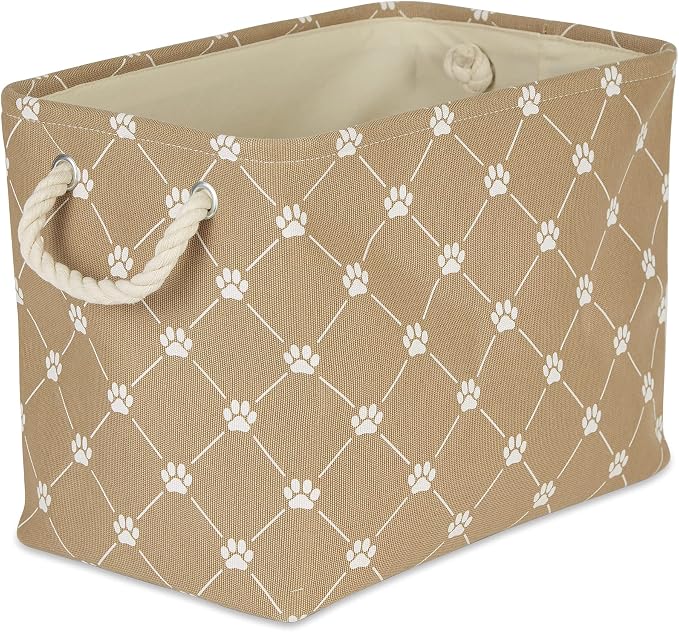 Bone Dry Pet Storage Paw and Bone, Trellis Collection, Medium Rectangle, 16x10x12, Taupe by BoneDry