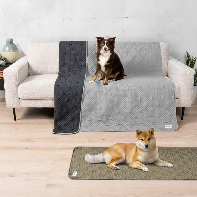 PetAmi Waterproof Couch Cover for Dog Bed Sofa Blanket, 68x82 Light Gray | Leakproof Furniture Protector for Pet Cat, Machine Washable Pee Proof Mat for Chair Car Seat, Durable & Anti Slip Backing - Image 3