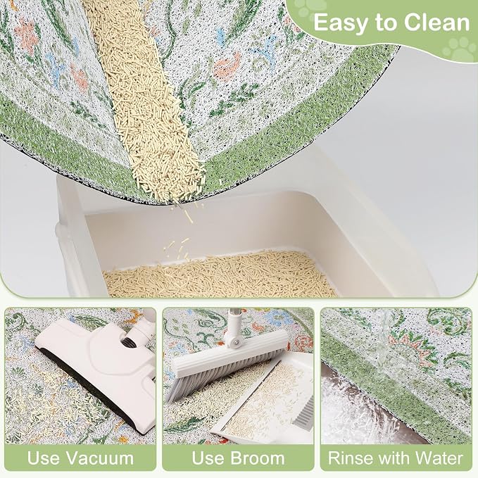 Bienbee Cat Litter Mat, 33" x 22" Dense Trapping Mesh for Litter Boxes | Litter Box Mat with PVC Mesh, Waterproof &Urineproof, Non-Slip Grip, Soft On Kitty Paws and Easy to Clean to Protect Floor - Image 4