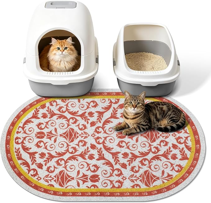 Cat Litter Mat, 33"x22" High Density PVC Litter Rug Trapping Mat, Non-Slip, Waterproof & Urine-Proof Kitty Litters Catcher Mats, Keep Floor Clean, Soft on Kitten Paws, Cat Essentials Brown by Yigerlee