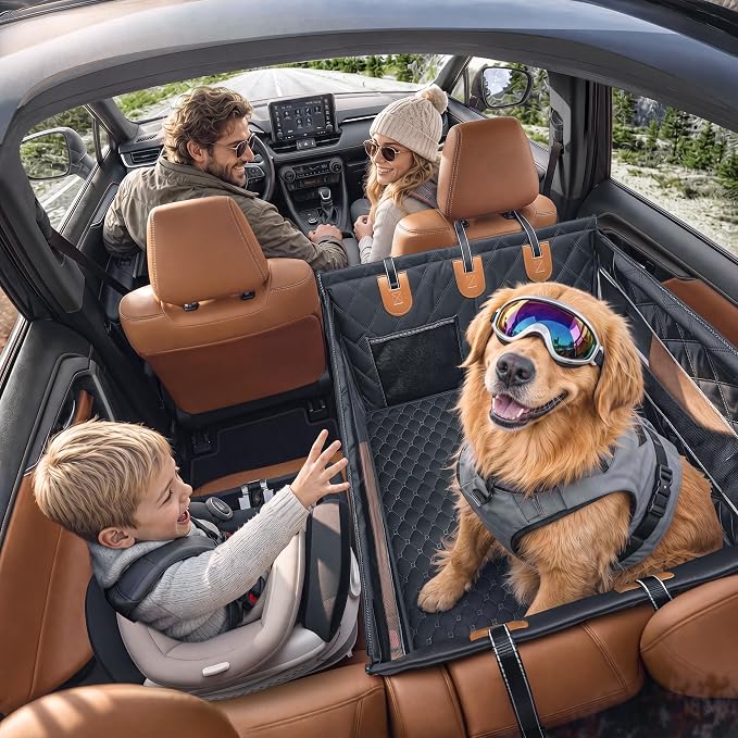 Doglike UNBREAK Hard Bottom Dog Car Seat for Back Seat Passenger Frinedly | [Military-Grade Protection], 450LB Ultra-Support Back Seat Extender for Dogs Carseat, Waterproof Pet Carseat XL Size by DOGLIKE%C2%AEUS