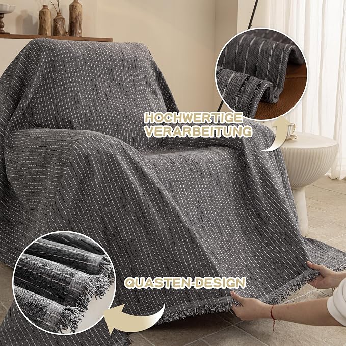 MYSKY HOME Chair Covers Armchair, Recliner Chair Cover Dark Grey Couch Cover, Sofa Cover for Sectional Sofa L Shape Oversized Couch Covers Protector for Dog Pet Couch Throw Slipcover Washable, 71"X91" - Image 3
