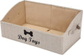 Geyecete dog toy basket Large dog toy bin dog toy box storage box - Foldable Fabric Trapezoid Organizer Boxes with Handle, Collapsible Basket for Dog Toys (KhakiStripe-DOG) by Geyecete