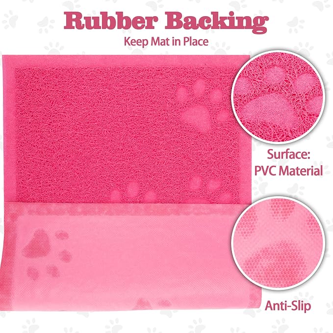 Darkyazi Cat Litter Box Mat for Floor Litter Trapping Mat Non-Slip Backing, Scatter Control, Easy Clean, Water Resistant, Soft on Paws (15.75" x 11.75",Rose red) - Image 3