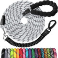 Long Dog Leash 15 FT: Heavy Duty Rope Leashes for Dogs Training with Swivel Lockable Hook Reflective Threads Bungee and Padded Handle - Dog Lead for Large Small Medium Dogs Outside Walking Hiking Grey by jenico