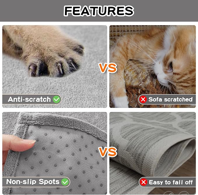MEETSKY Couch Cover for 3 Cushion Sofa,Cat Scratch Proof Couch Protector Washable Sofa Covers Sectional Couch Covers for Dogs Soft L Shape Sofa Slipcover for Pets Kids, 91" x134”,Light Grey - Image 5