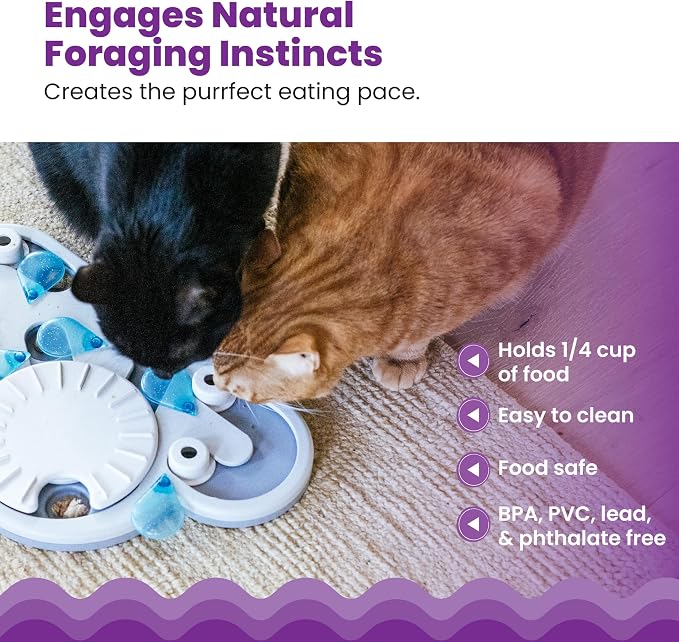 Catstages Nina Ottosson Rainy Day Puzzle & Play Cat Toy Treat Puzzle, 14" | Level 3 Advanced, 19 Hidden Treat Cups, Problem Solving, Interactive Enrichment, Slow Feeder, Indoor Cats & Kittens - Image 4
