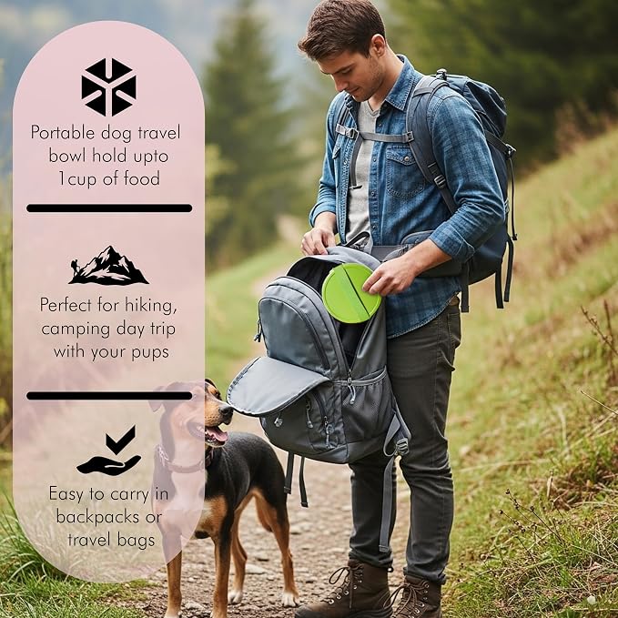 Barkin’ Trails Travel Dog Bowls, Portable Outdoor Water, BPA-Free, Food Grade Plastic Dog Travel Bowl, Camping Essentials & Container (Matcha) - Image 5