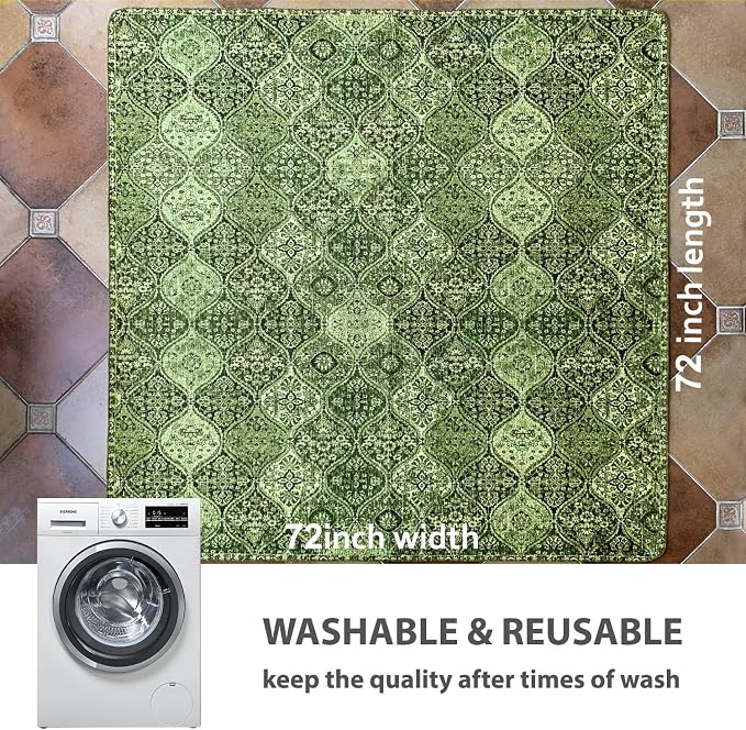nunubaby 2PACK Washable Pee Pads for Dogs, Stylish, Non-Slip and Leak-Proof Pee Pads. Reusable Potty Pads for Dogs for Crates and Floors.(Green/Multi,72" x72" ) - Image 4