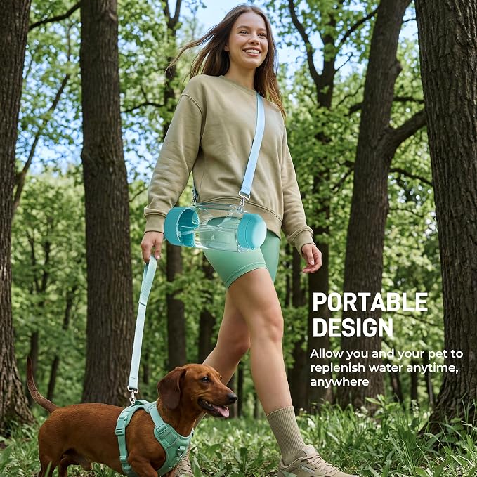 Dog & Mom Water Bottle 40.58oz with Detachable Bowl for Travel | 9.13oz Detachable Bowl, Travel Water Bowl, Leak Proof Pet Water Dispenser, BPA-Free, Hiking, Walking, Camping, Beach - Image 8