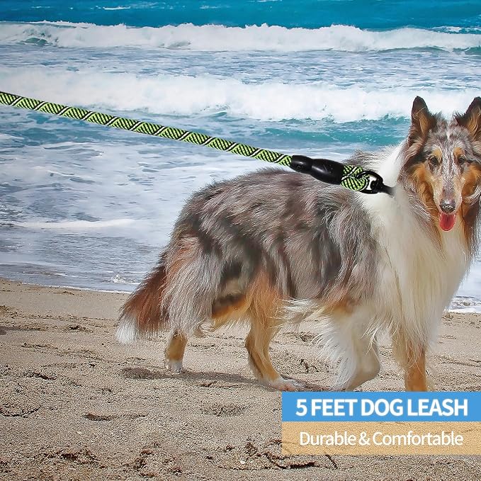 2/4/5/6 FT Dog Leash with Comfortable Padded Handle and Highly Reflective Threads for Small Medium and Large Dogs (5FT-1/2'', Black Green) - Image 5