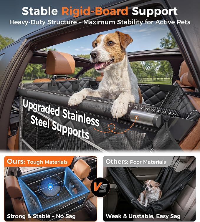 Doglike UNBREAK Hard Bottom Dog Car Seat for Back Seat Passenger Frinedly | [Military-Grade Protection], 450LB Ultra-Support Back Seat Extender for Dogs Carseat, Waterproof Pet Carseat L Size - Image 3