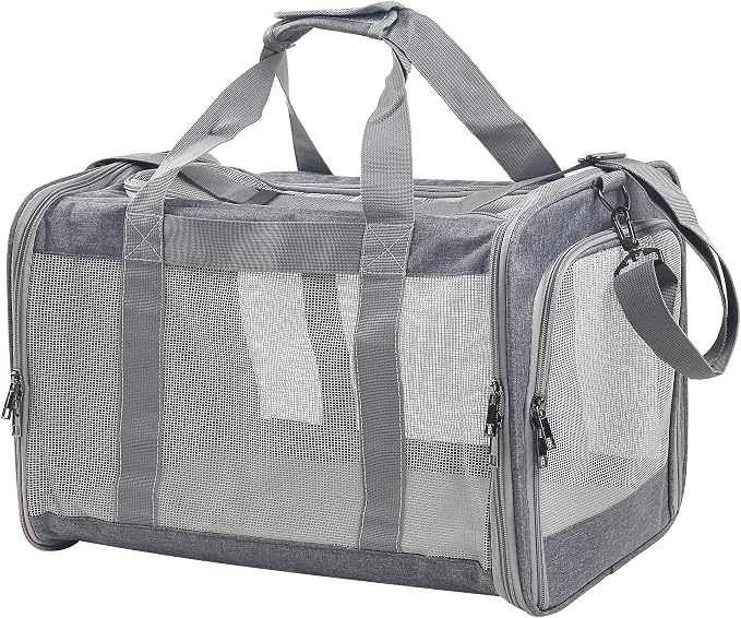 Cat Dog Carrier for Small Medium Cats Pet Carrier Bag for Cats Puppies Portable Dog Carrier Soft Pet Travel Carrier for Pet Bag Carrier Airline Approved Dog Cat Carrier (Large, Grey) - Image 2