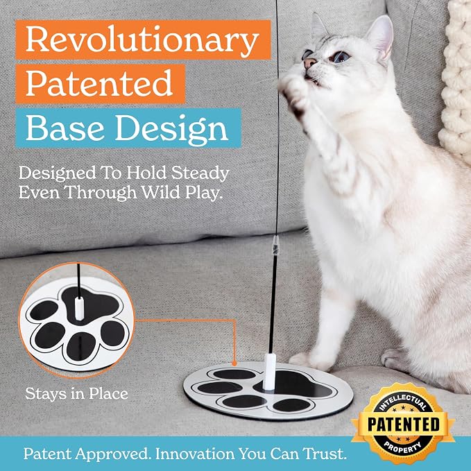 Interactive Cat Toys for Indoor Cats, Cat Toy Wand, 18 Feather Attachments | Explore four unique ways to play, Attach dual suction cups to windows, Keep your indoor cat busy for hours, - Image 2
