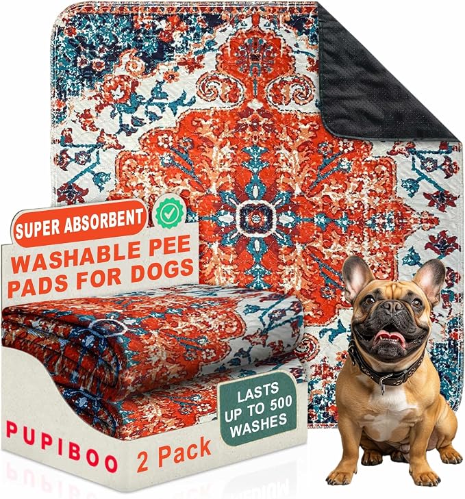 PUPIBOO Washable Pee Pads for Dogs and Cats - Super Absorbent Reusable Puppy Training Pads - 100% Waterproof, Leak-Proof & Non-Slip Whelping Pads for Pet Housebreaking by PUPIBOO