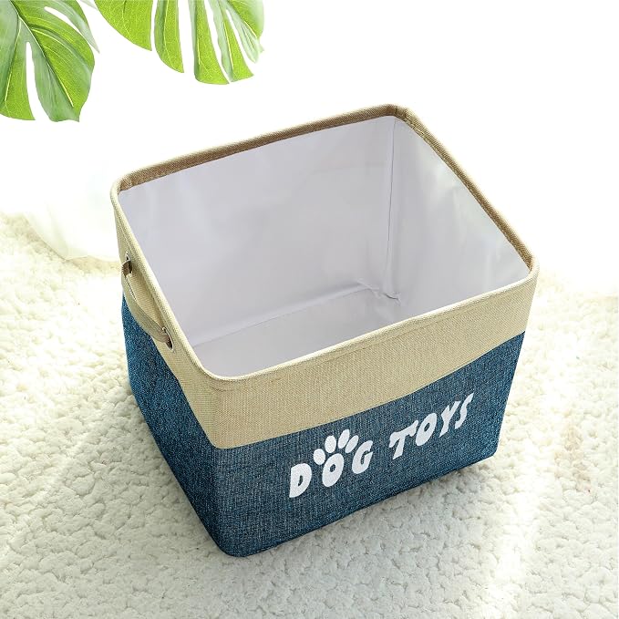 PET ARTIST Dog Toy Basket, Large Collapsible, Navy Blue, L:15"x13"x12" | Dog Toy Bin Box, Comfortable Handles, Large Pet Toy Storage Organizer, For Accessories, Toys, Coat & Clothing, Blanket Leash - Image 6