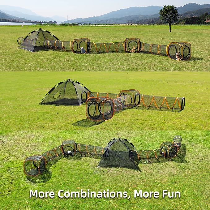 Cat Play Tunnel + Cube(with Three Ways) for Indoor and Outdoor, Cat Playpen, Play Enclosures, Collapsible Cube, Tunnel, Easy to Connect with Tent - Image 2