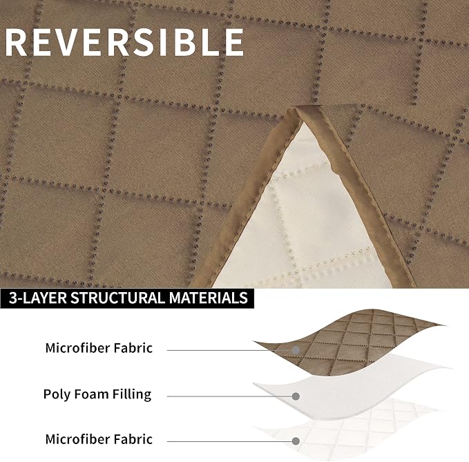 Easy-Going Reversible Couch Cover for 3 Seat Recliner Sofa, Camel/Ivory | Washable Sofa Slipcover For Dogs, Sofa Cover For Recliner, Furniture Protector Mat, Pet Friendly - Image 5