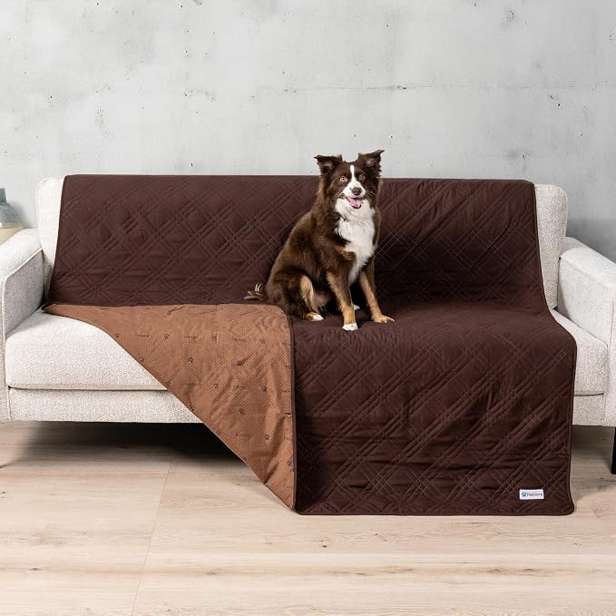 PetAmi Waterproof Couch Cover for Dog Nonslip Bed Sofa Blanket, 68x82 Brown | Leakproof Furniture Protector for Pet Cat, Machine Washable Pee Proof Mat for Chair Car Seat, Durable & Anti Slip Backing by PetAmi