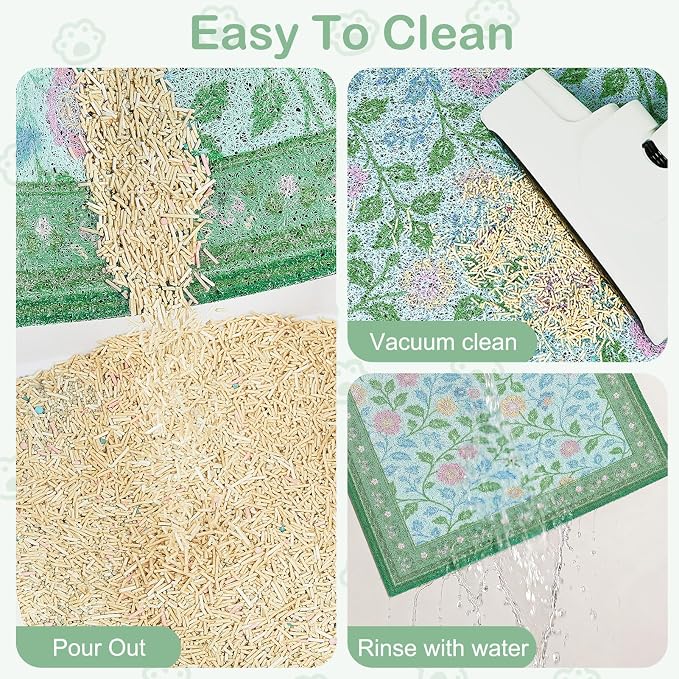 Glittme Cat Litter Mat, 33"x22" Non-Slip Washable Trapping Mat for Cats | Litter Trapping Mat With Thick PVC Coil To Catch Scatter, Soft On Paws And Waterproof Bottom To Protect Floors - Image 3