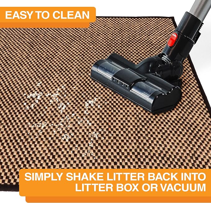 Neater Pets Jute Cat Litter Trapping Mat - Catches Spilled Litter Mess from Kitty Litter Box to Protect Floors, Soft on Cats Paws, Anti-Skid Backing, Easy to Clean, Checkered, 24" x 36" - Image 9