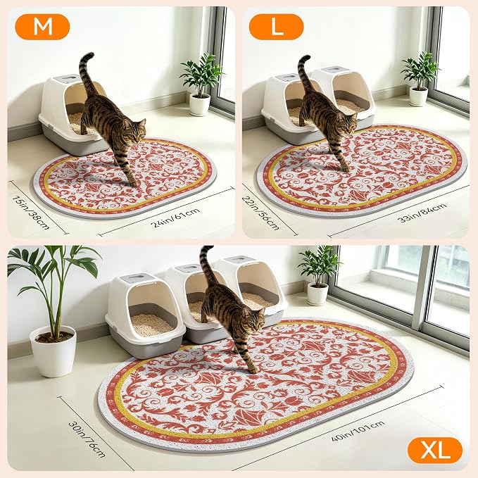 Cat Litter Mat, 40"x30" High Density PVC Litter Trapping Mat, Non-Slip, Waterproof & Urine-Proof Kitty Litter Catcher Mats, Soft on Kitten Paws, Easy to Clean, Cat Essentials Brown - Image 7