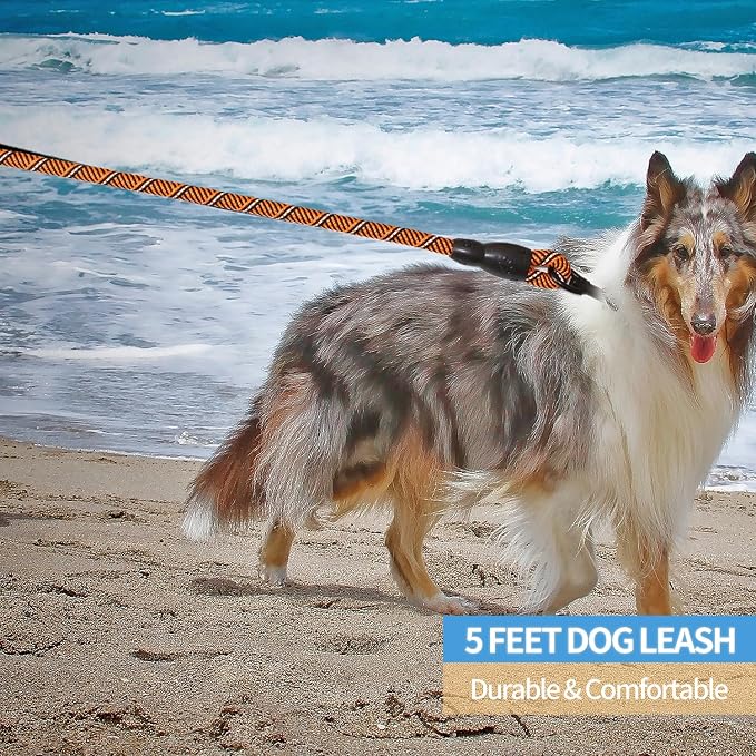 2/4/5/6 FT Dog Leash with Comfortable Padded Handle and Highly Reflective Threads for Small Medium and Large Dogs (5FT-1/2'', Black Orange) - Image 5