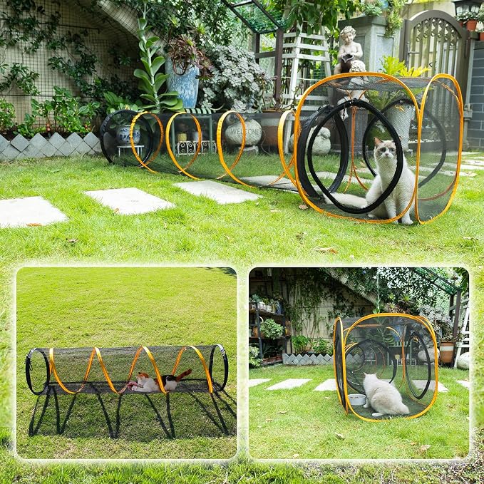 Cat Play Tunnel + Cube(with Three Ways) for Indoor and Outdoor, Cat Playpen, Play Enclosures, Collapsible Cube, Tunnel, Easy to Connect with Tent - Image 3