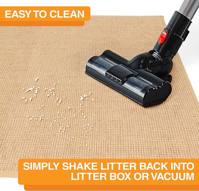Neater Pets Jute Cat Litter Trapping Mat - Catches Spilled Litter Mess from Kitty Litter Box to Protect Floors, Soft on Cats Paws, Anti-Skid Backing, Easy to Clean, Beige, 24" x 36" - Image 9