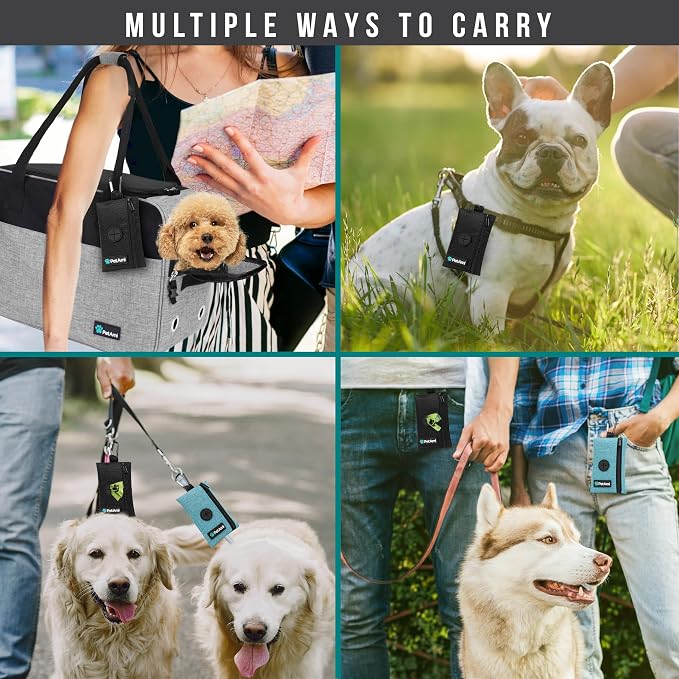 PetAmi Dog Poop Bag Holder for Leash, Pet Waste Bag Dispenser, Black | Soft Dog Poop Bag Holder Clips to Leash, Harness, Belt Storage for Treat Key, Pet Bag Dispenser, Doggy, Doggie - Image 6