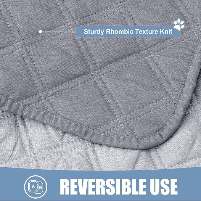 Smiry Waterproof Reversible Pet Couch Covers for Dogs | Pet Friendly, Soft Fabric, Washable Sofa Furniture Protector for Dogs Cat Kids, Checkered (30"x80", Grey/Light Grey) - Image 4