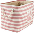 Bone Dry Pet Storage Collection Striped Paw Patch Bin, Rose, Medium Rectangle by BoneDry