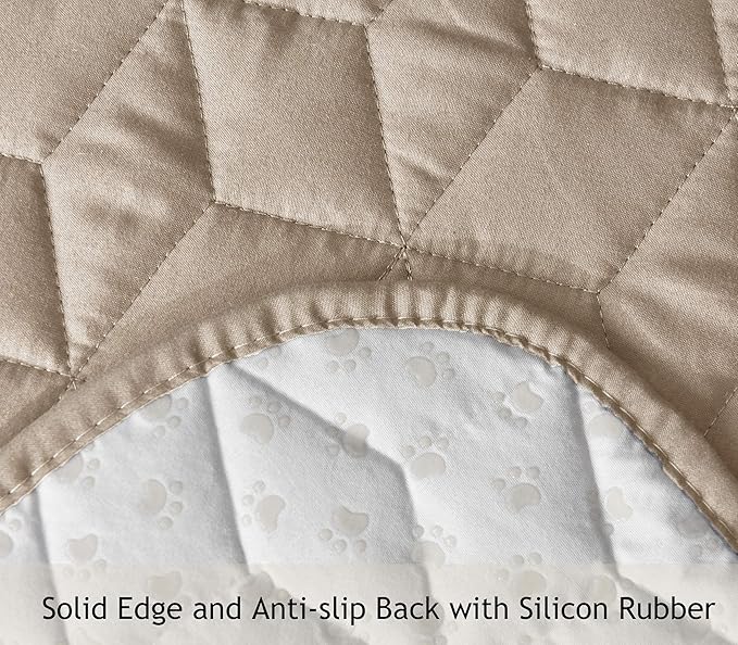 Ameritex Loveseat Cover Water-Resistant Quilted Furniture Protector with Back Nonslip Paws Slipcover for Dogs, Kids, Pets Loveseat Slipcover Stay in Place for Leather (Beige, 54'') - Image 5
