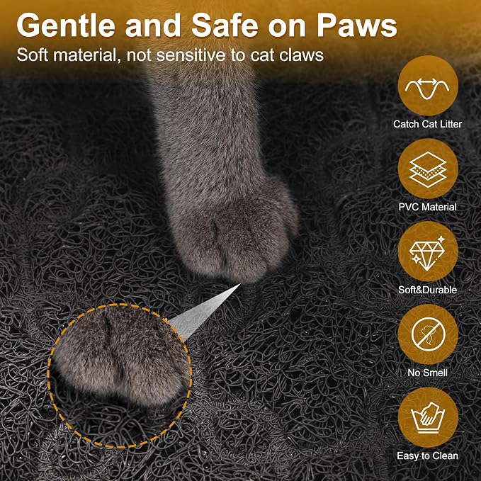 Cat Litter Box Mat, 35" x 24" Large Kitty Litter Trapping Mat Keep Floor Clean, Litter Box Mat Scatter Control, Waterproof, Easy to Clean, Durable Large Size Litter Mats for Floor - Image 4
