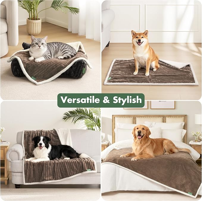 Waterproof Dog Blanket for Couch - Washable Medium Pet Blanket for Furniture Protector, Cozy Fleece Calming Dog Crate Blankets for Indoors & Outdoors, Brown, 30"x40" - Image 5