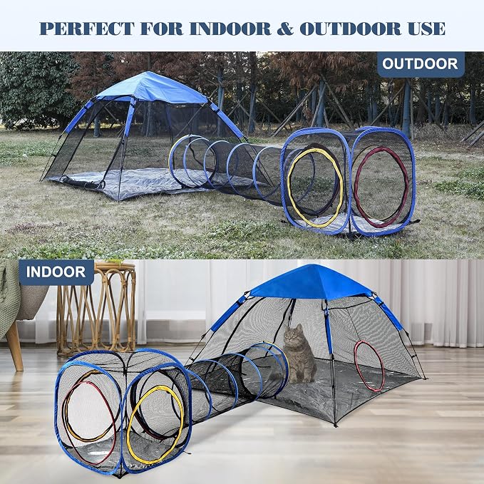 Outdoor Cat Enclosure -Portable Pet Playpen for Outside with Cat Tunnel, Cube Combo,Pet Cage for Cats, Kittens, Dogs and Small Animals - Image 6