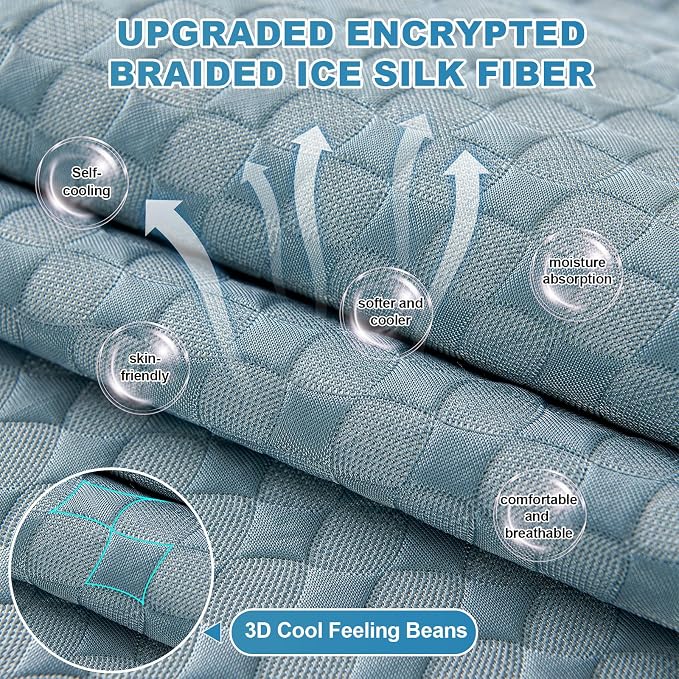 OTOB Cooling Couch Cover Washable Anti Slip Furniture Protector, 1 Piece | Luxury Cream, 43.3"x94.5", Premium Ice Silk Fabric, Modern Geometric, Soft, 3D Bionic Breathable, Sectional Sofa Slipcover - Image 2