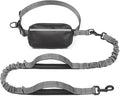 Hands Free Dog Leash with Zipper Pouch, Large, 25-120 lbs, Grey | Waist Leash, Dual Padded Handles, Shock-Absorbing Bungee, Adjustable Waist Belt, Walking and Running by iYoShop