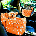 Center Console Dog Car Seat Safe Travel for Small Dogs Under 15 lbs Detachable Washable Pet Carrier with Storage Pockets & Safety Leash (Orange) by HANMEIANINC