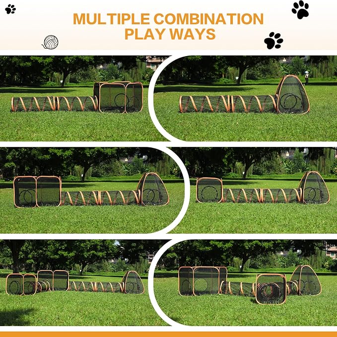 5 in 1 Outdoor Cat Tents with Tunnels for Outside - Cat Enclosures for Indoor for Walking - Cat Playpen and Indoor Catio - Image 4