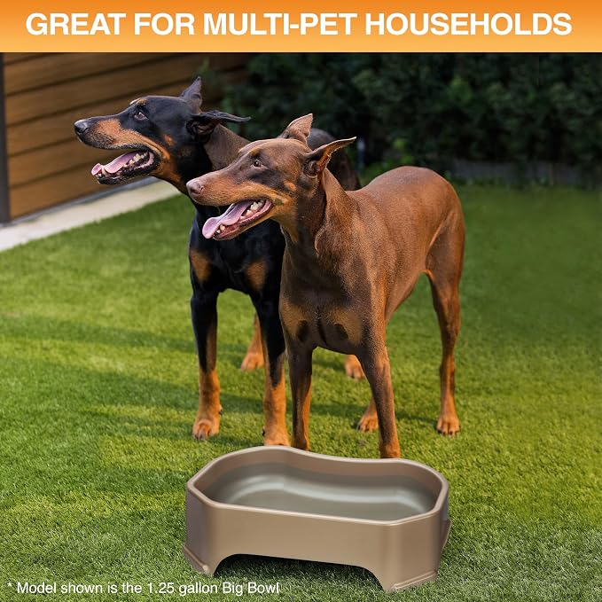 Neater Pet Brands Extra Large Water Bowl for Dogs, Outdoor Dog Water Bowl (2.25 Gallon XL Capacity), Big Trough Style Food Dish for Indoors or Outside, No Spill Large Dog Bowls, Champagne - Image 4