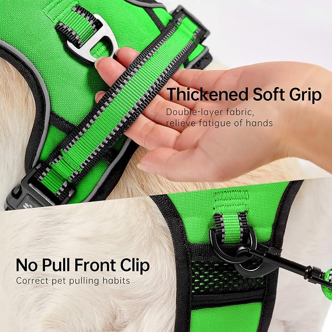 NESTROAD No Pull Dog Harness,Adjustable Oxford Dog Vest Harness with Leash,Reflective No-Choke Pet Harness with Easy Control Soft Handle for Small Dogs(Small,FluorescentGreen) - Image 4