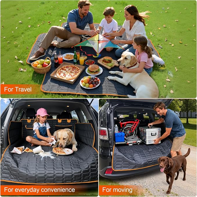 Reliadura SUV Cargo Liner for Dogs, Waterproof Pet Cargo Cover with Bumper Flap Protector, Scrachproof Non-Slip Dog Seat Mat for SUVs, Large Size Cargo Liner Universal Fit (Orange) - Image 5