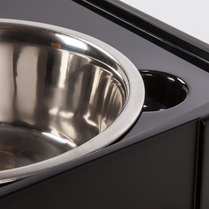 IRIS USA Elevated Dog Bowls 15" H, up to 47 lb Storage, Black, Made in USA | Comes with 2 Stainless Steel Bowls (64 oz), Elevated Feeder, Reduce Strain, Perfect for Camping & Outdoors - Image 7