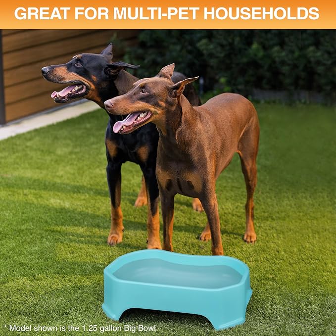 Neater Pet Brands Extra Large Water Bowl for Dogs, Outdoor Dog Water Bowl (2.25 Gallon XL Capacity), Big Trough Style Food Dish for Indoors or Outside, No Spill Large Dog Bowls, Aquamarine - Image 4