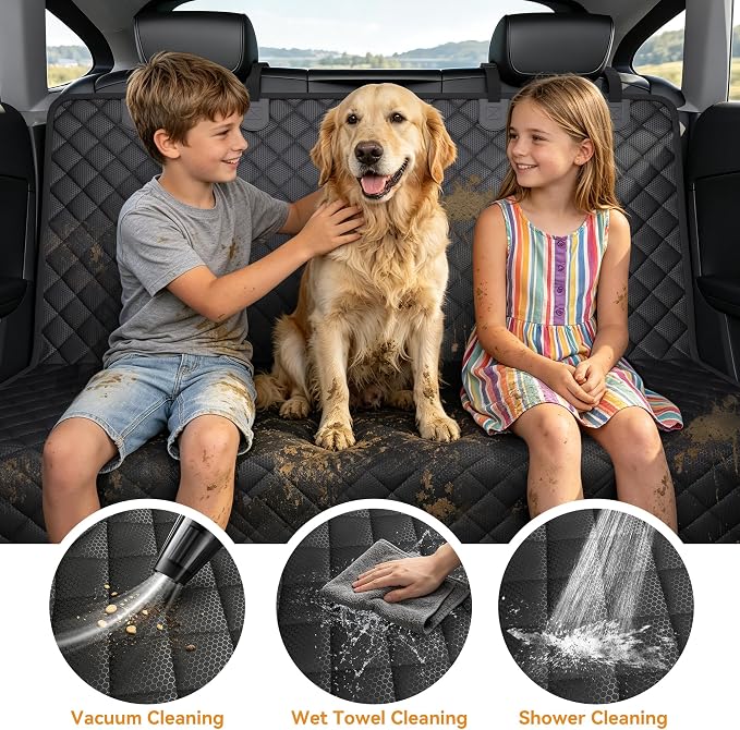 PETICON Dog Car Seat Cover for Back Seat, Rear Bench Seat Cover for SUVs | Waterproof Oxford, Side Flaps, Fits Tacoma/Grand Cherokee/Explorer/Ranger/Colorado, Velcro Openings for Child Seat Access - Image 5
