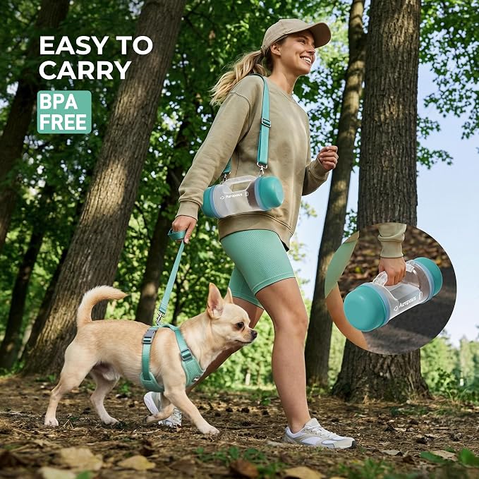 Dog Water Bottle Portable 33.5oz with Food Container & 2 Bowls | Feeding & Hydration, 13.5oz Food Storage, 13.5oz Travel Water Bowl, 6.5oz Food Bowl, Portable Pet Dispenser for Hiking Beach - Image 4